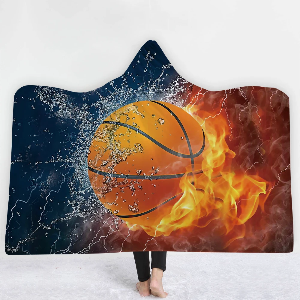 

Sports style Blankets hats soft bedroom design sofa new Blankets comfortable keep warm Basketball ice and fire Blankets