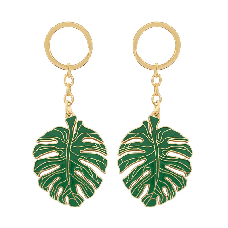 

DIY Alloy Hollow Turtle Leaf Keychain Pendant Nordic Green Fresh Drop Oil Leaf Bag Accessories Women