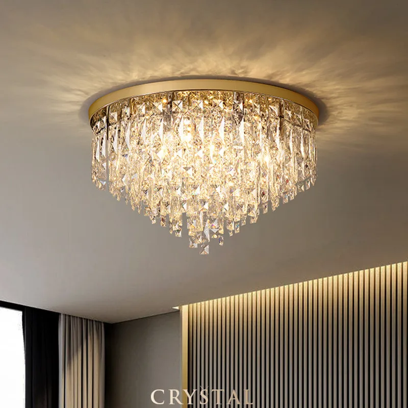 Luxury Modern Bedroom K9 Crystals E14 Ceiling Lamp Gold / Chrome Steel Led Lights Art Deco Indoor Lighting Fixtures | Освещение