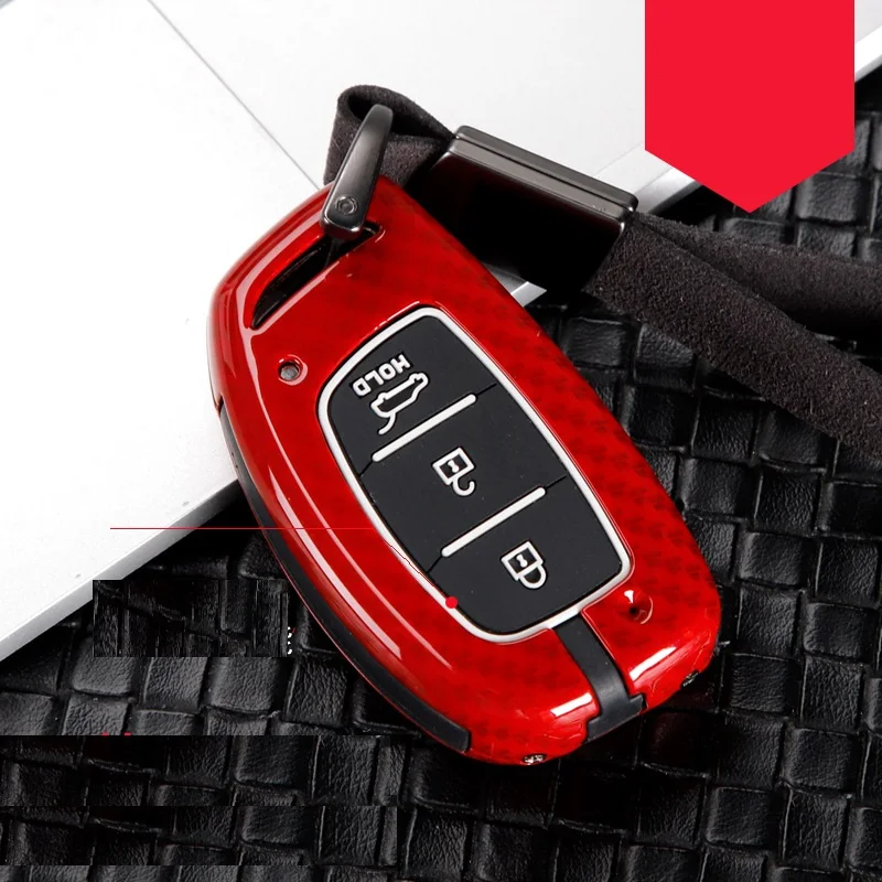 Carbon fiber Alloy+Silicone Car Remote Key Case Fob Cover For Hyundai