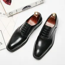 Высококачественные вечерние мужские модельные туфли в деловом стиле; Туфли-оксфорды в строгом стиле; мужские свадебные туфли из натуральной кожи; туфли с острым носком; A51-03
