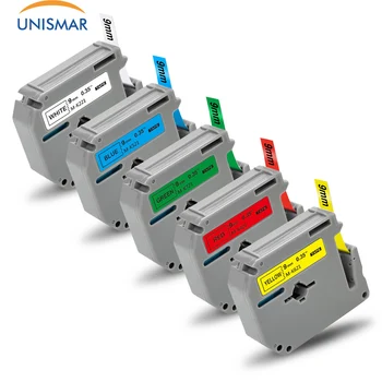 Unismar 5PK 9 ミリメートル * 8 メートル MK221 MK421 MK521 MK621 ラベル tapeds ブラザー PT-65 PT-70 PT-80 PT-85 PT-90 PT-M95 PT-100 PT-110 PT-45M