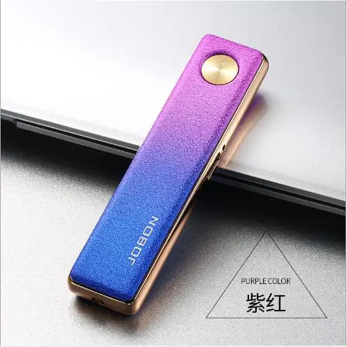 Jobon USB Зажигалка, ультра тонкая ветрозащитная металлическая зажигалка, Электронная зажигалка подарочная упаковка - Цвет: Многоцветный