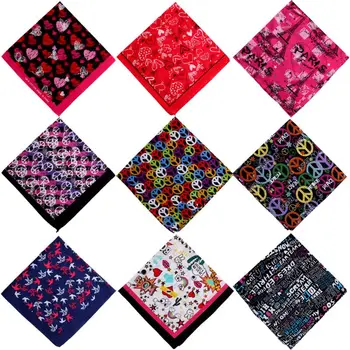 

Novelty Pencil Drawing Heart Peace Symbol Print Bandana Unisex Cotton Square Headband Hip Hop Multifunctional Hair Wrap Neck Tie