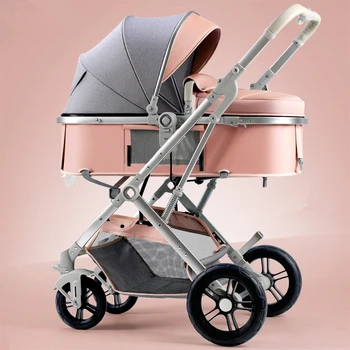 

Luxury Lightweight Stroller High Landscape Baby Stroller 3 in 1 Portable Reversible Stroller 3 in 1 Travel Pram Baby Pushchair
