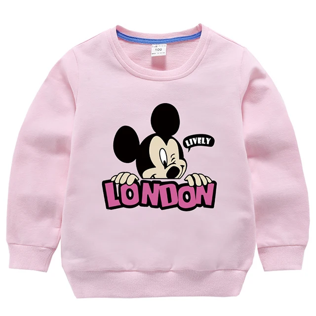 Модные детские свитшоты для мальчиков и девочек; весенне-осенняя хлопковая одежда для малышей; детская футболка с длинными рукавами с Микки и Минни; Спортивный Топ - Цвет: XT130-Pink