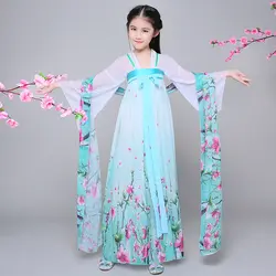 Костюм для китайского традиционного танца, костюмы для девочек, Hanfu Princess, Древний китайский танцевальный костюм, драматургическое платье