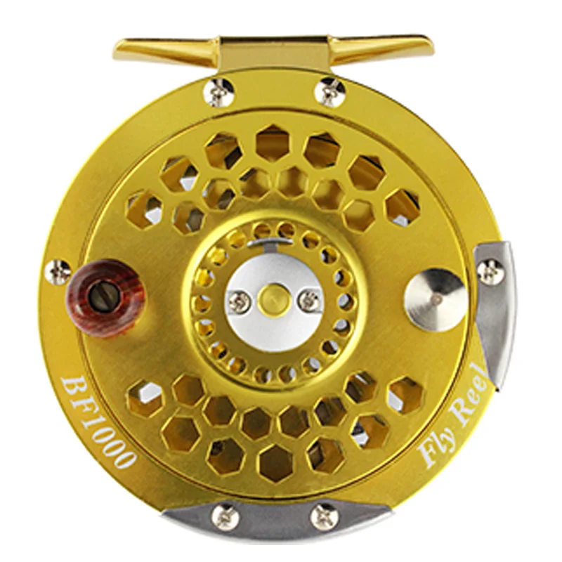 BF1000A EKFan New WT Fly Fishing Reel CNC Machine Aluminum Alloy Fly Fishing Reel Ultralight Gold Color Fishing Reel - Цвет: BF1000A
