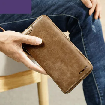 

New long wallet men's wallet retro zipper multi-card bit large capacity multi-function clutch mobile phone bag
