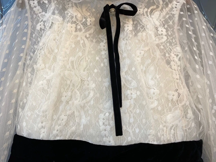 Early Autumn New Woman Lining Suspender Belt Decorative Screen Perspective Splicing and Splicing Long Sleeve Dress 1005