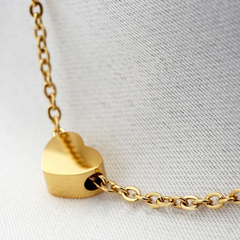 RHYSONG Korean Fashion Small Love Heart Stainless Steel Plated Rose Gold Necklace Women Jewelry Cute Clavicle Chain Joyas Mujer | Украшения