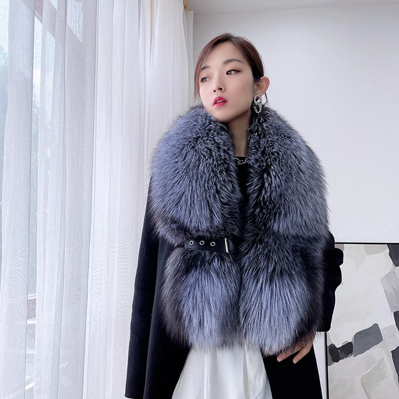 Natural 100% Real Fox Fur Scarf Shawl Winter Neck Warm Whole Fox Big Scarves Decorate Women Luxury Fox Fur Collar Muffler Wrap 6