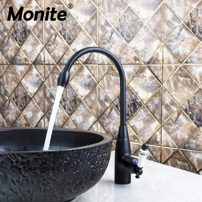 monite-セラミックハンドルスイベル-360-黒オーブ浴室の洗面台のタップ洗面キッチン蛇口流域のシンクの蛇口ミキサー-タップ