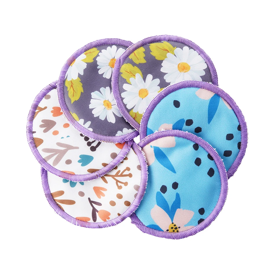 Elinfant Waterproof 10cm Bamboo Breastfeeding Pad Reusable Nursing Pads 6pcs set with Laundry Bag 6