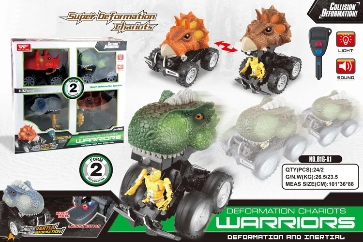 Children New Style Dinosaur Electric Ejection Car Cartoon Transformation Inertia Engineering Vehicle Model Educational Toy Gift