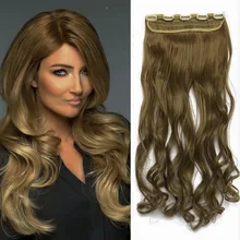 Lelinta – Extensions capillaires synthétiques longues, ondulées, 30 pouces, en Fiber résistante à la chaleur, 5 clips, 1 pièce, noir bleu ombré