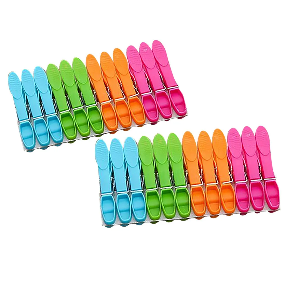 24Pcs 1 Set Laundry Clothes Pins Hanging Pegs Clips Plastic Hangers Racks Clothespins Useful Laundry Accessories L*5