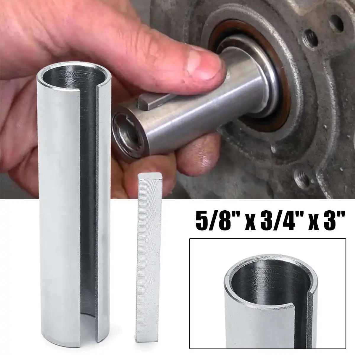 

5/8 Inch to 3/4 Inch Steel Shaft Adapter Pulley Bore Reducer Sleeve Bushing with 3/16" Keystock