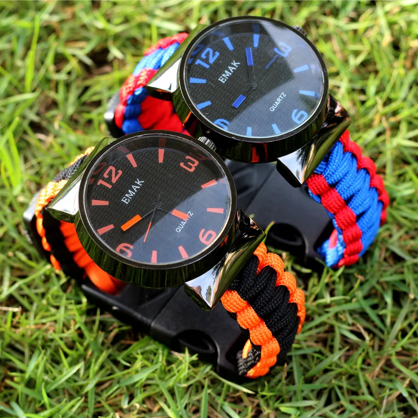

Guangdong Quality Seven-Core Parachute Cord Survival Firestone Watch Outdoor Mountain Climbing Sports Watch Liquid Compass Watch
