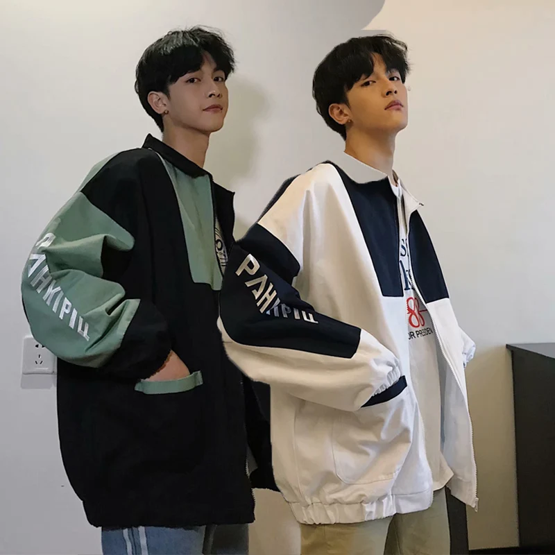 

2020 autumn Jacket Exceed Fire Real Work Clothes Loose Coat Male Trend Joker Student Bf School streetwear windbreaker White