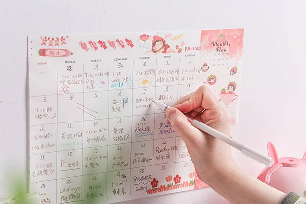 В течение 30 дней на планнер на повестки дня ежедневный план обучения Kawaii из блакнота для школьные канцелярские принадлежности рождественские подарки для детей