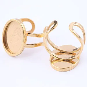 gold plated Onwear 10 шт. 13x18 мм Овальные Камея Кабошон кольцо База Установка нержавеющая сталь пустые кольца ободок лотки diy ювелирных изделий - Цвет: gold plated