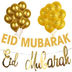 EID Mubarak Decor Black Gold  Bunting Garland Banner With Balloons EID Party Supplies Happy Ramadan Home Eid Party Decorations