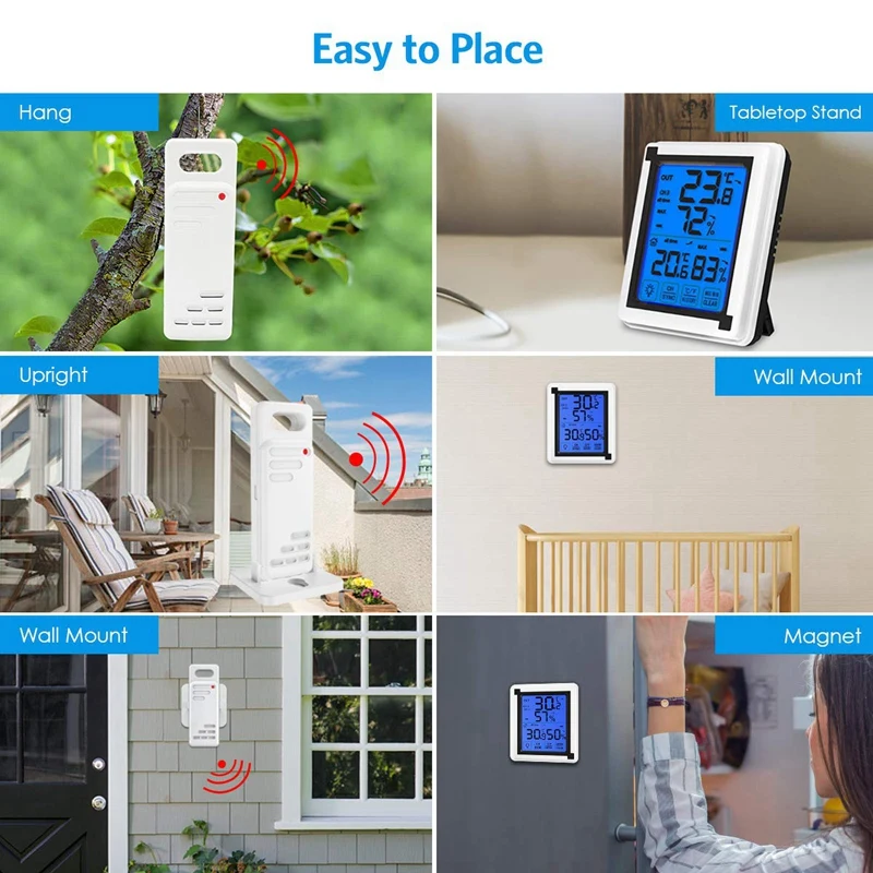 Метеостанция с прессованным экраном+ Датчик погоды с подсветкой, термометр, гигрометр, Беспроводная метеостанция