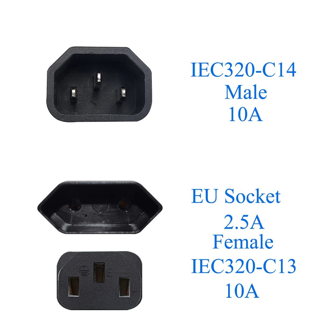 Jorinдо 0 3 м/1 фут IEC320 C14 к C13 + EU разъем одно сопротивление два шнура питания