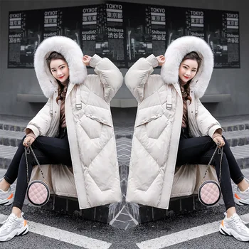 

Women White Duck Jacket Clothes 2020 Long Down Coat Winter Fox Fur Collar Korean Jackets Kurtka Damska KJ4570