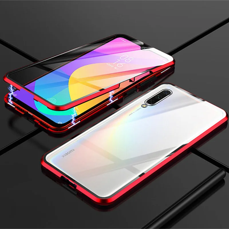 Магнитный металлический бампер чехол для Xiaomi mi 9 lite закаленное стекло Передняя Задняя крышка для Xiaomi mi 9 mi 9 se mi 9t pro Чехол