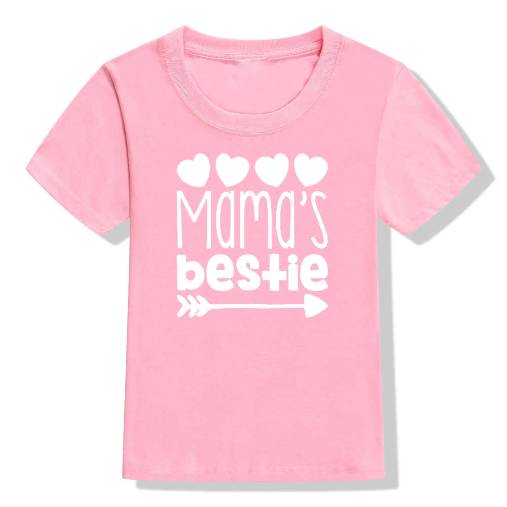 Mama's Bestie/Летняя Детская футболка с принтом забавная футболка для маленьких мальчиков и девочек модные детские футболки с короткими рукавами - Цвет: 41T9-KSTPK-
