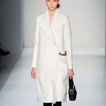 Новое модное длинное шерстяное пальто для женщин с зубчатым воротником, с металлическими цепочками, шерстяная куртка, женское Свободное длинное пальто, Тренч, верхняя одежда