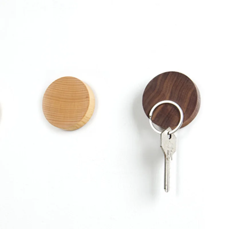 Деревянный магнитный держатель для ключей DIY круглые липкие крючки Настенный декор для гостиной спальни Магнитные Крючки для подвешивания Домашний Органайзер