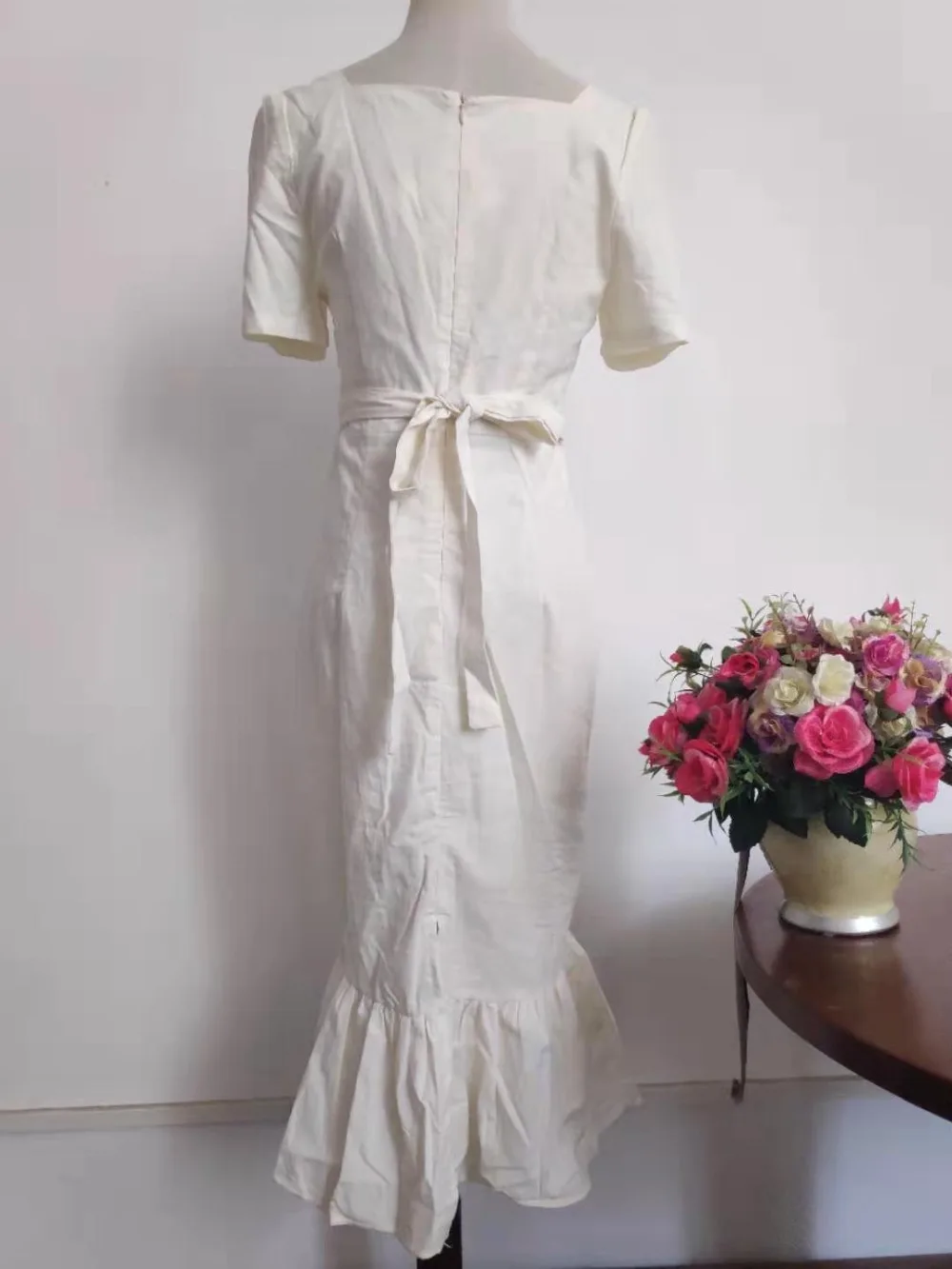 RUGOD женский темперамент Русалка платье с квадратным воротником с коротким рукавом Тонкий платьеретро стильный случайный летнее платье