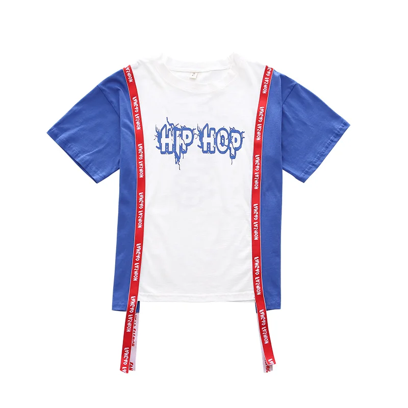 Tops Костюмы в стиле хип-хоп; детская свободная одежда для уличных танцев с короткими рукавами; джазовая сцена для мальчиков; одежда для выступлений; детская одежда; DN3957 - Цвет: Tops
