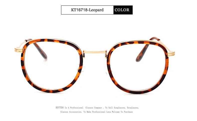 Leopard KOTTDO овальные очки для женщин Ретро дизайнерские оправы для очков с прозрачными линзами винтажные прозрачные очки унисекс очки KT16718 - Цвет оправы: Leopard