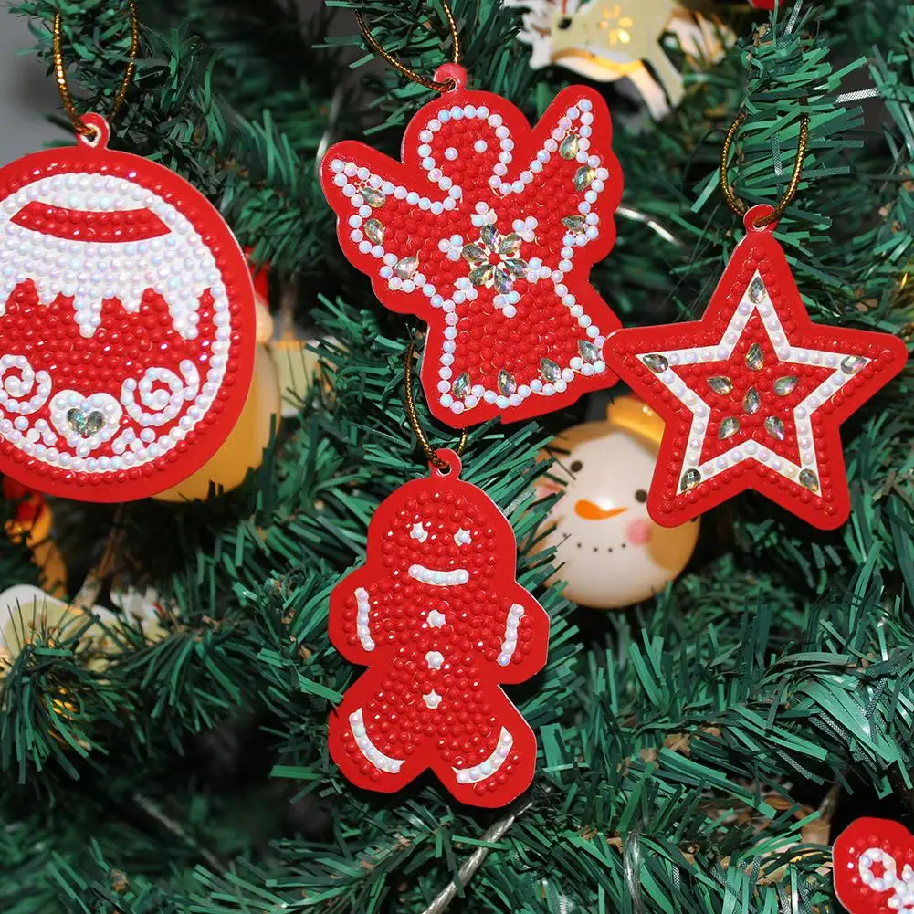 DIY Diamond Painting Christmas Tree Pendant 10pcs Full Drills Special Shape Diamond Embroidery Home Decorations
