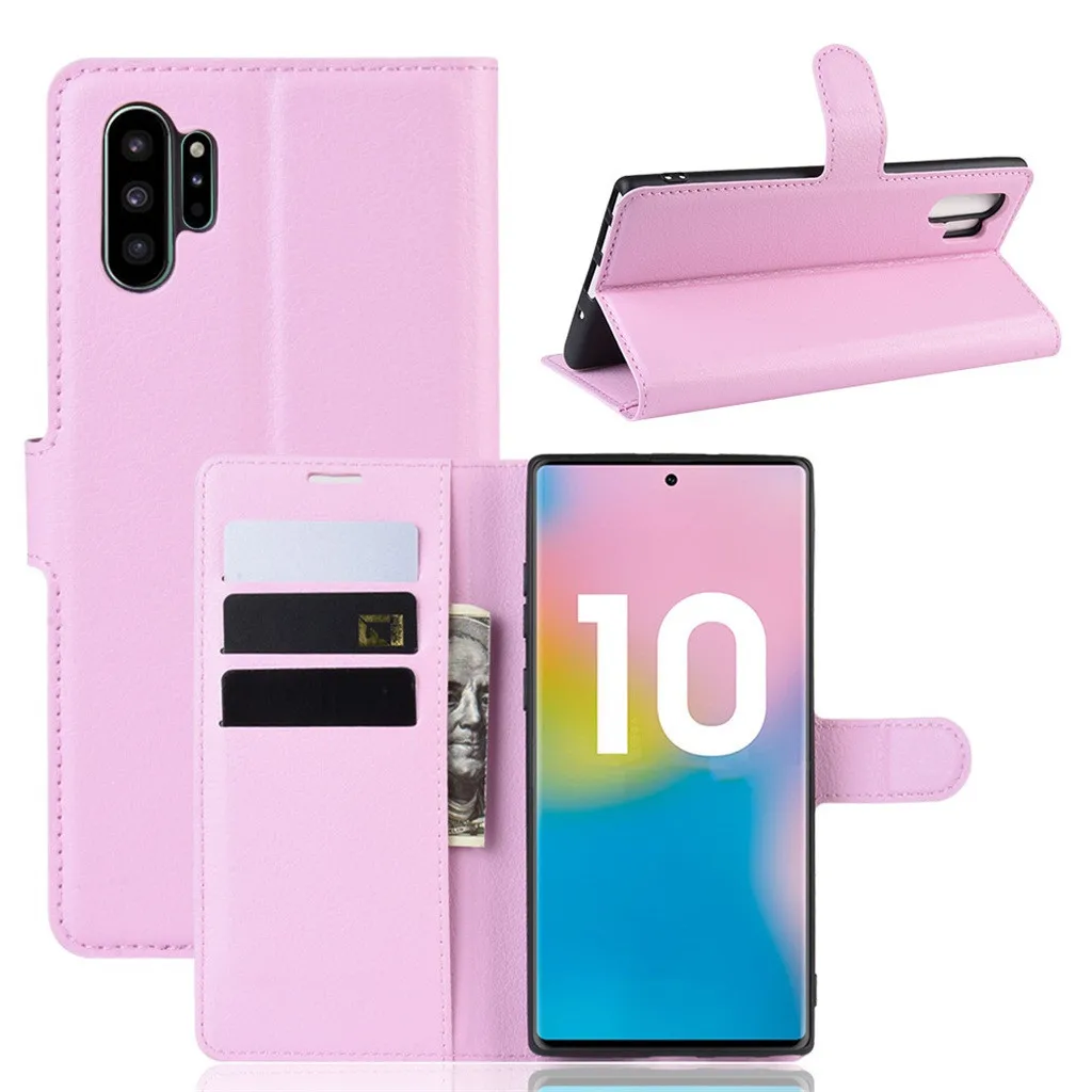 Для samsung Galaxy Note 10+ 6,8 дюймов Роскошный кошелек из искусственной кожи чехол флип бумажник держатель для карт с функцией подставки