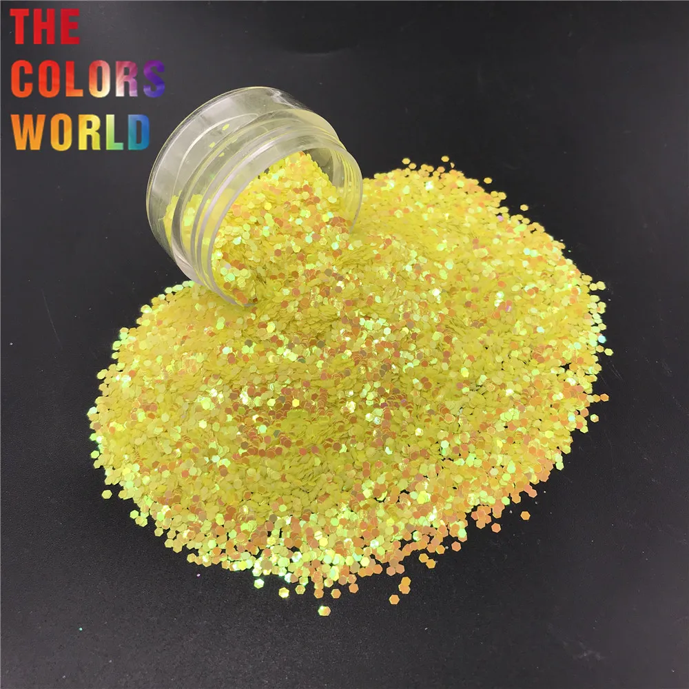 

TCI50 Pearlescent Iridescent Light Yellow Color Hexagon Shape Nail Glitter Art Decoration Nail Gel Makeup Crafts DIY Accessorie