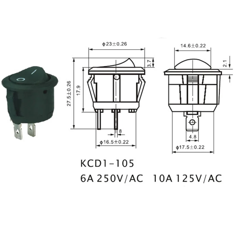 KCD1 переключатель питания вкл./выкл. 2 Pin 16a 250 В переменного тока/20A 125