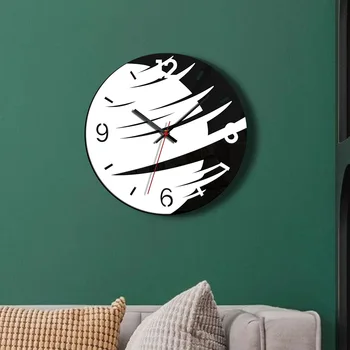 

Planet Personality Decorative Wall Clock Modern Minimalist Creative Living Room Acrylic Black and White 0.53g