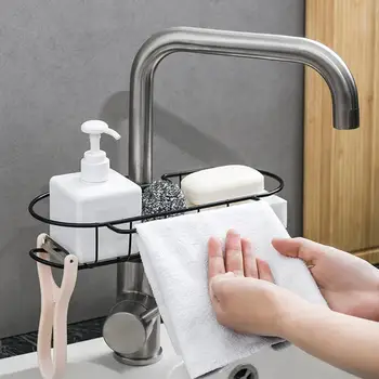 

1PC Stainless Steel Sponge Holder For Kitchen Sink Around Faucet Sponge Drain Holder Dish Cloths Organizer Clip Rag Storage Rack