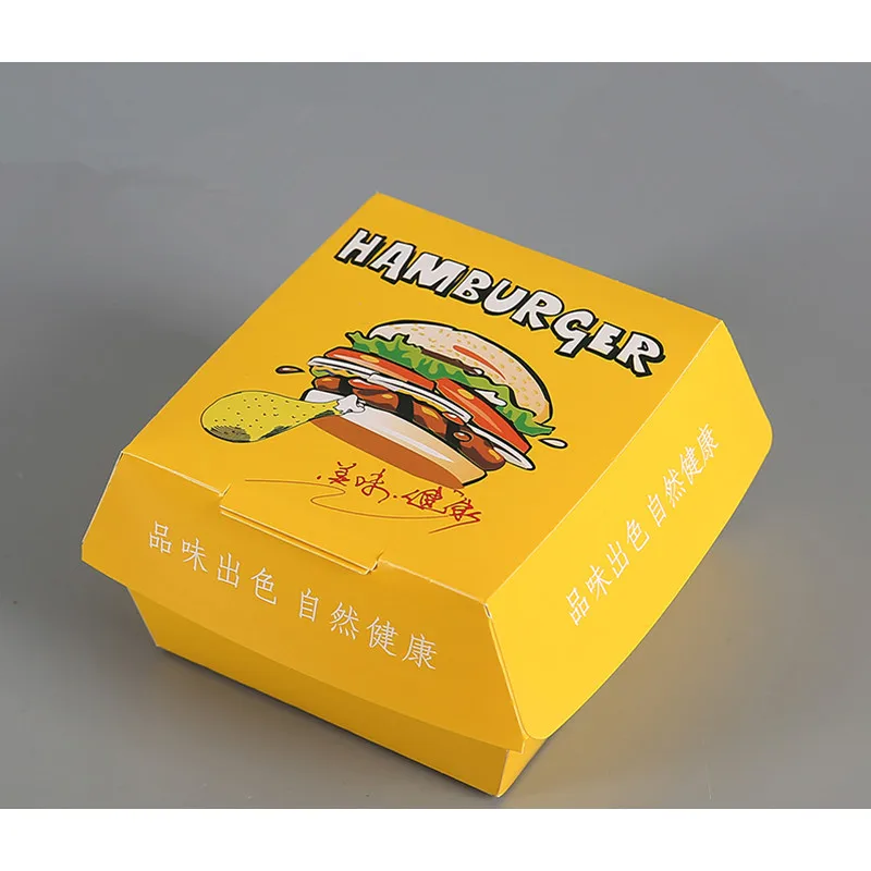 100 шт упаковочная коробка для гамбургеров, белая карточка, креативная, для выпечки, вкусного хлеба, бумажная коробка, для пикника, вечерние, для еды, одноразовая посылка