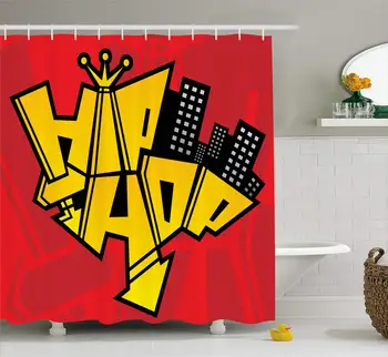 

Funky Urban Skyline Shower Curtain, Waterproof with Rust-Resistant Metal Grommets Top Fabric Shower Curtain,72 x 84 Inches