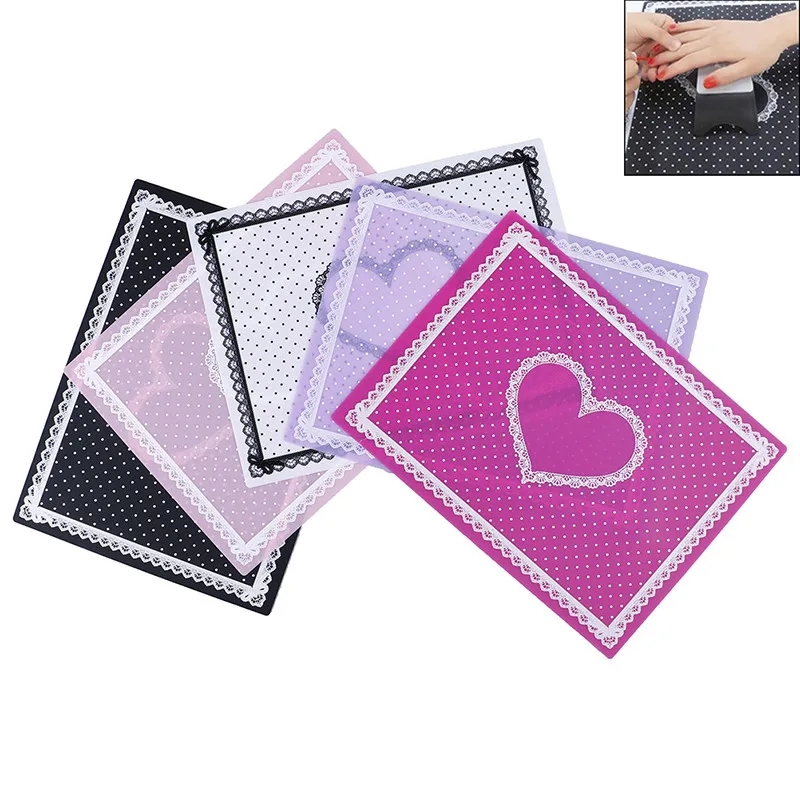 Hot Foldable Nail Art Salon Practice Silicone Pillow Hand Holder Cushion Lace Table Washable Mat Pad Washable Manicure Tool