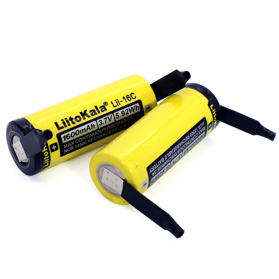 Rechargeable Lithium Batteries LiitoKala Lii-16C 18500 1600mAh 3.7 V rechargeable battery Recarregavel lithium ion battery For LED flashlight DIY Nickel