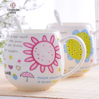 

CREATIVE MUG CERAMIC CUP COUPLE CUPS CUTE BONE CHINA MILK CUPS 410ML