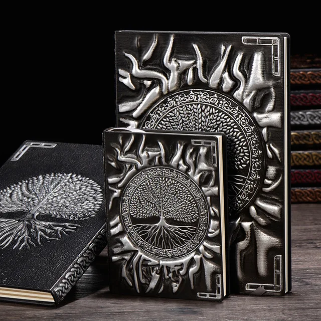 Vintage Tree of Life A5/A6 Diary Notebook Journals Handcraft Embossed Leather Diary Bible Book Travel Planner School Office Gift Silver