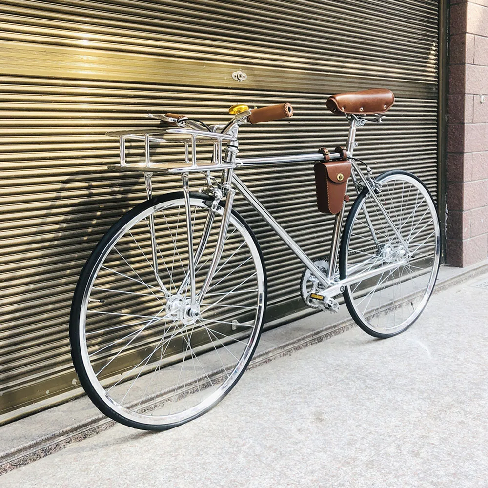 vintage bike frame sliver 700C Fixed Gear bike Track biycle Single speed Bike 52cm fixie bike frame inlcude basket
